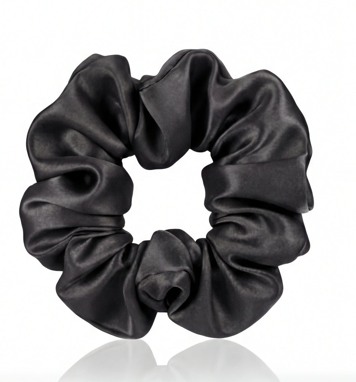Black 22 momme mulberry silk scrunchie